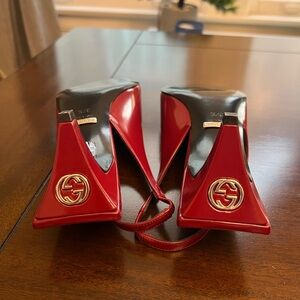 Gucci Burgundy Heels with Silver Accent